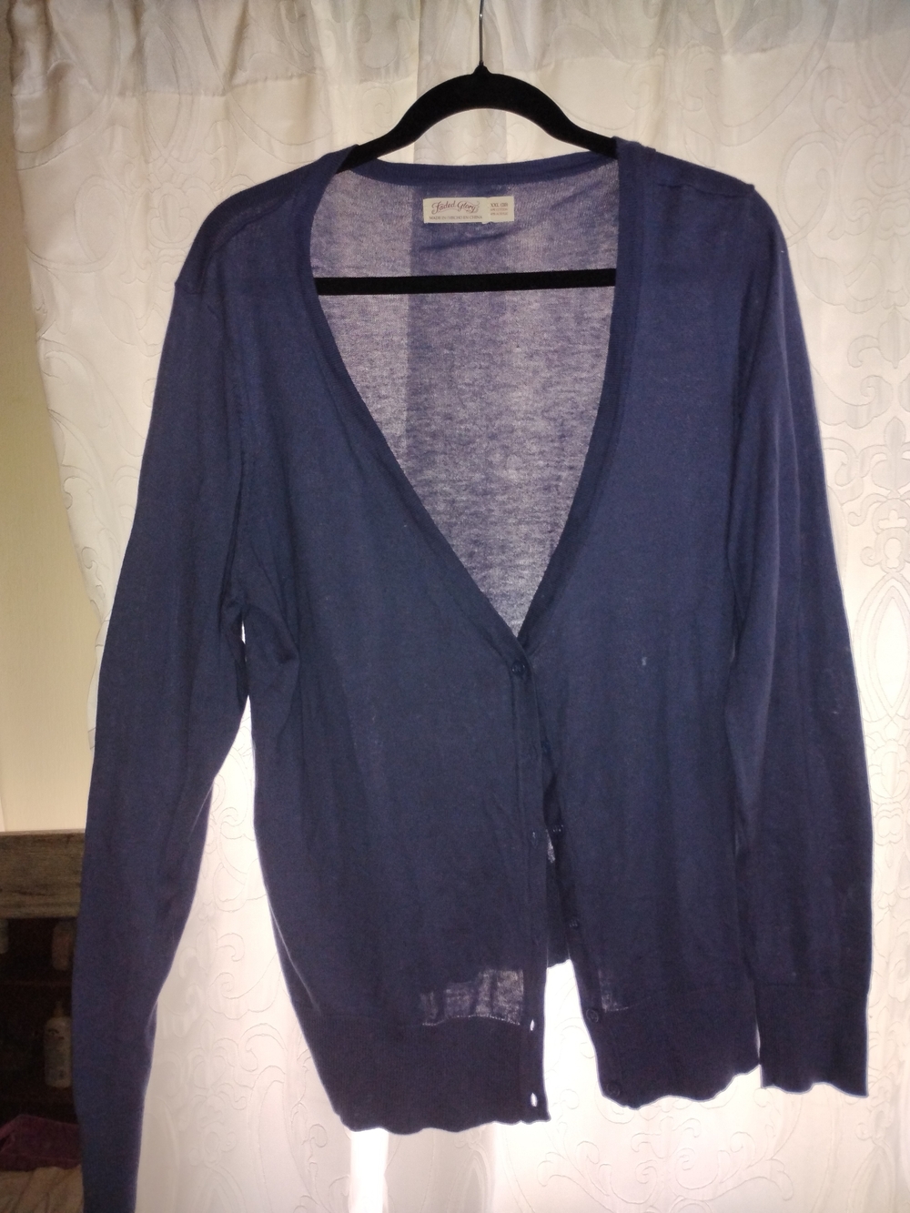 Faded Glory Navy Button Front V-Neck Cardigan